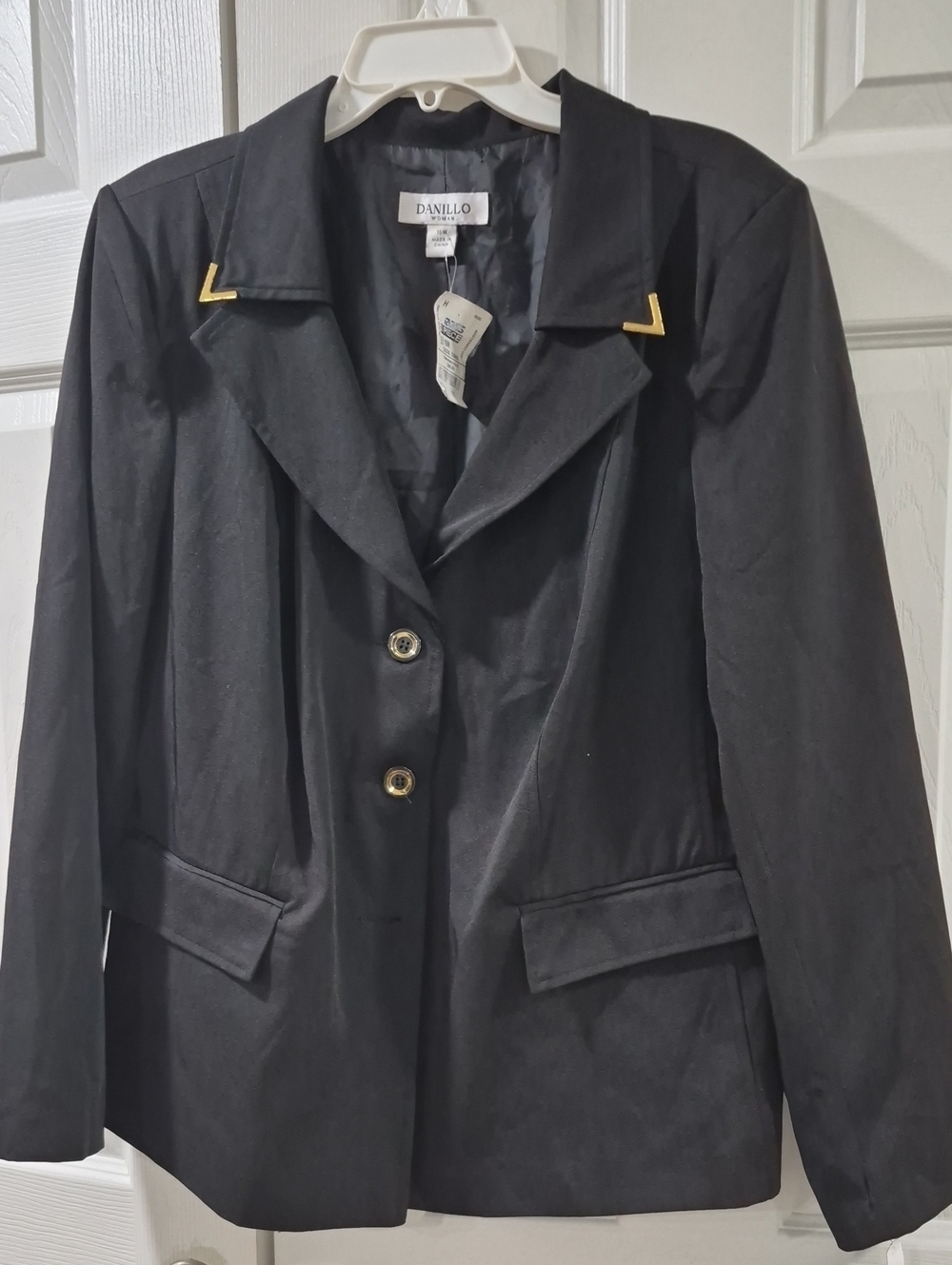 Danillo Black Blazer with Gold Collar Accents